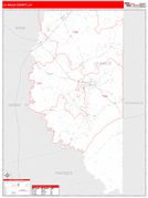 La Salle Parish (County), LA Digital Map Red Line Style